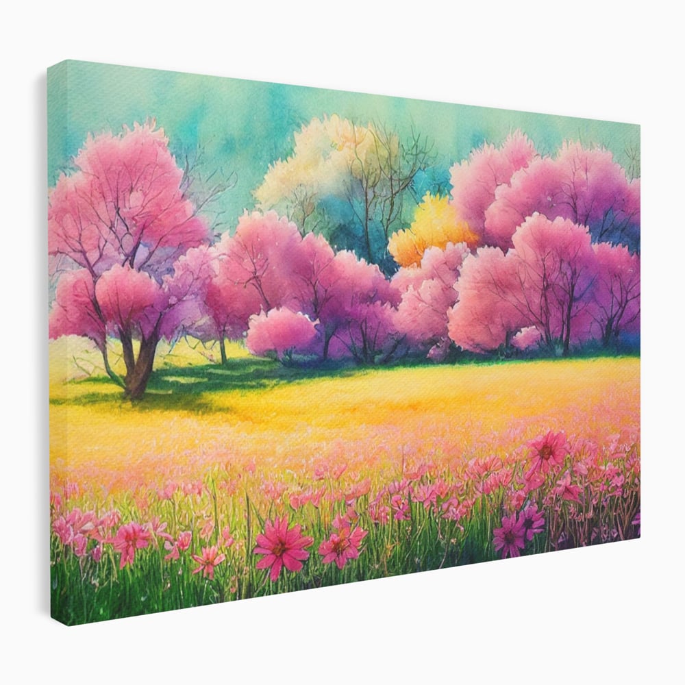 Tablou canvas cu tablou canvas cu peisaj de primavara, fara rama, pe sasiu de lemn